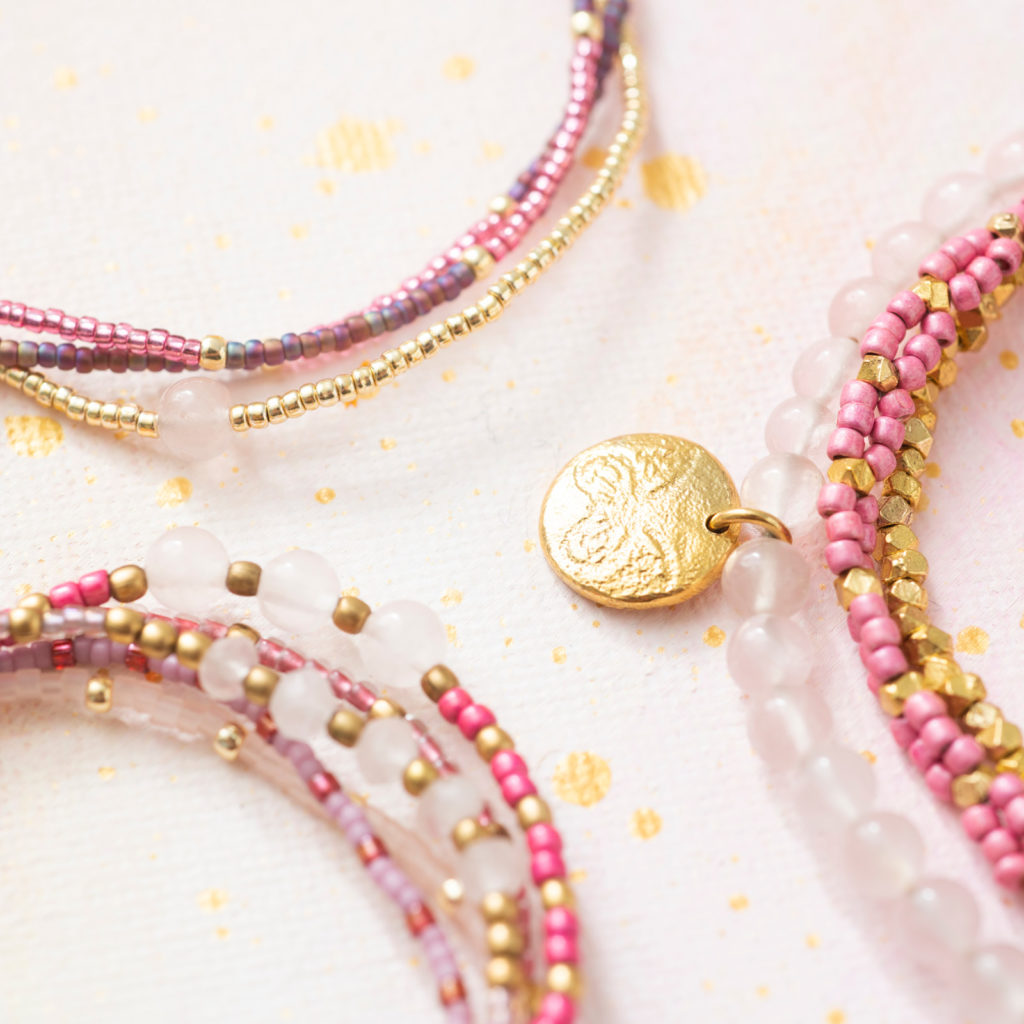 Rose Quartz Gold Armband von A beautiful Story