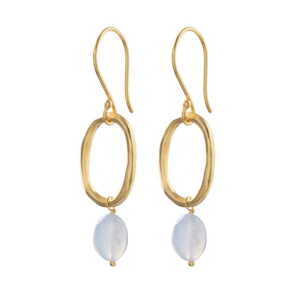 Graceful Blauer Spitzenachat Gold Ohrringe