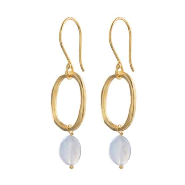 Graceful Blauer Spitzenachat Gold Ohrringe