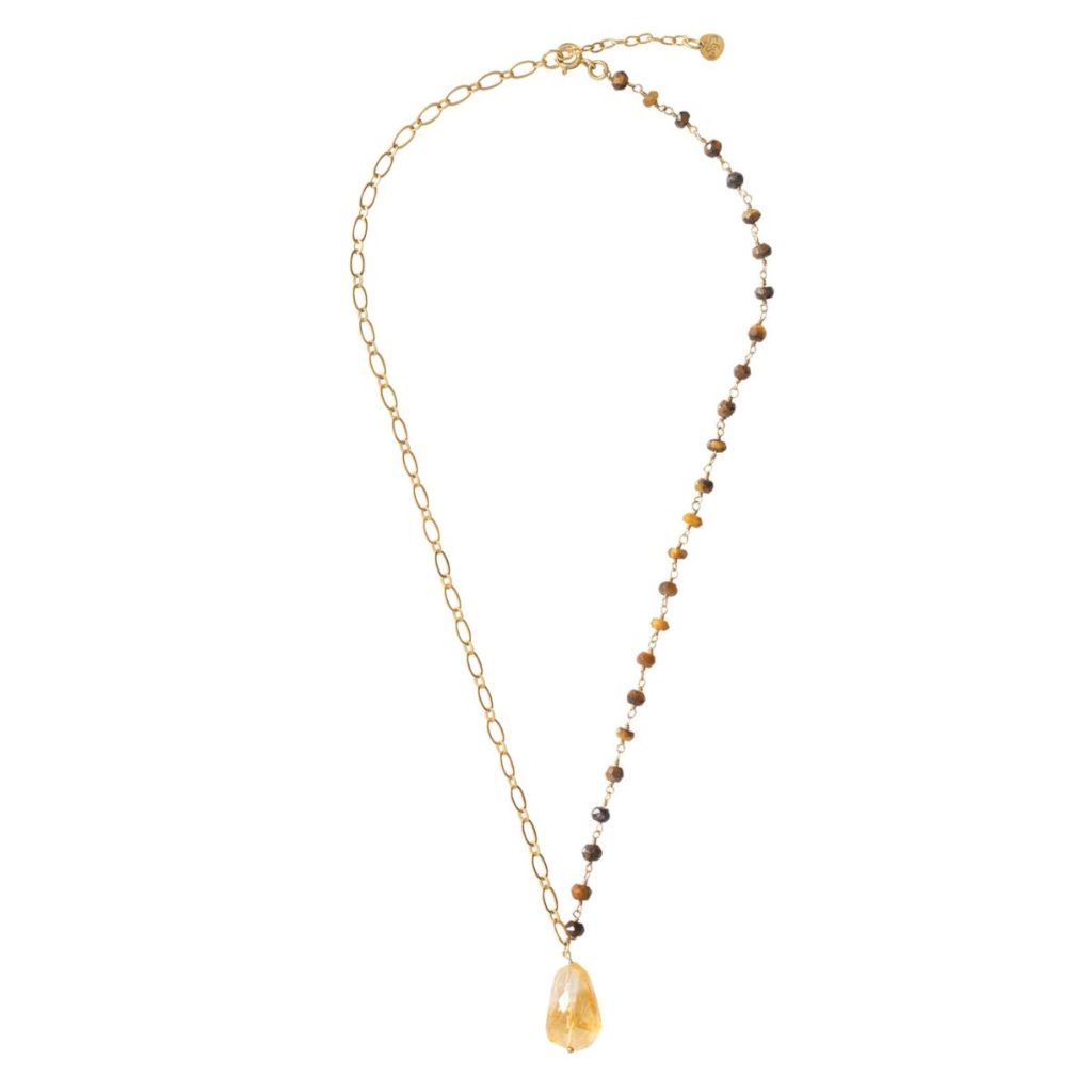 Celebration Tiger Eye Citrine Gold Halskette