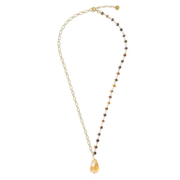 Celebration Tiger Eye Citrine Gold Halskette