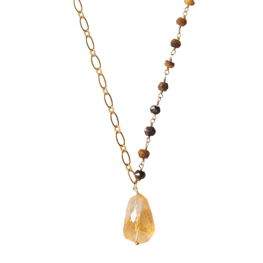 Celebration Tiger Eye Citrine Gold Halskette