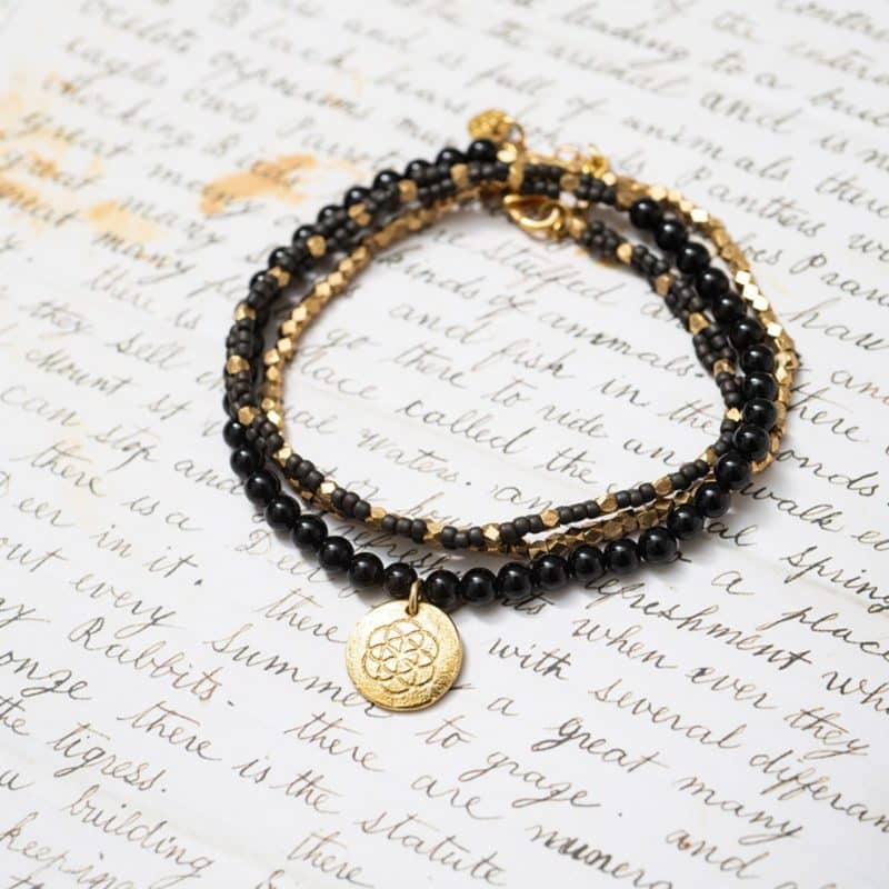 Dazzle Schwarzer Onyx Gold Armband