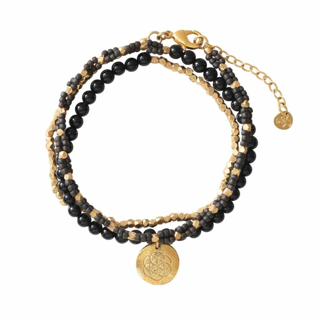Dazzle Schwarzer Onyx Gold Armband
